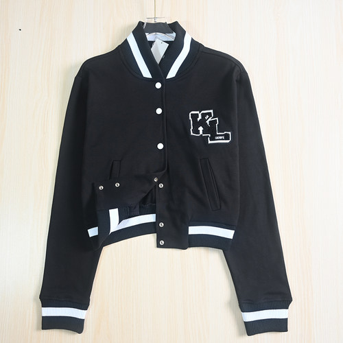 圈棉螺纹立领棒球服针织短外套