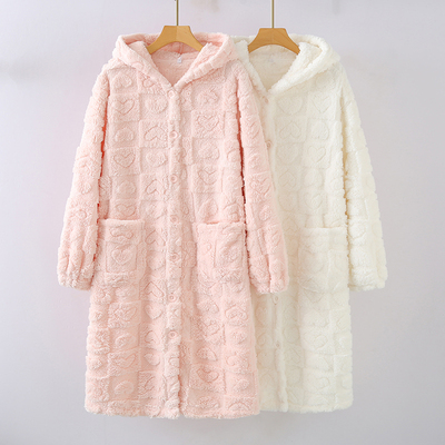 思琪女装2511/03冬季长款女士睡袍珊瑚绒加绒加厚居家保暖睡衣