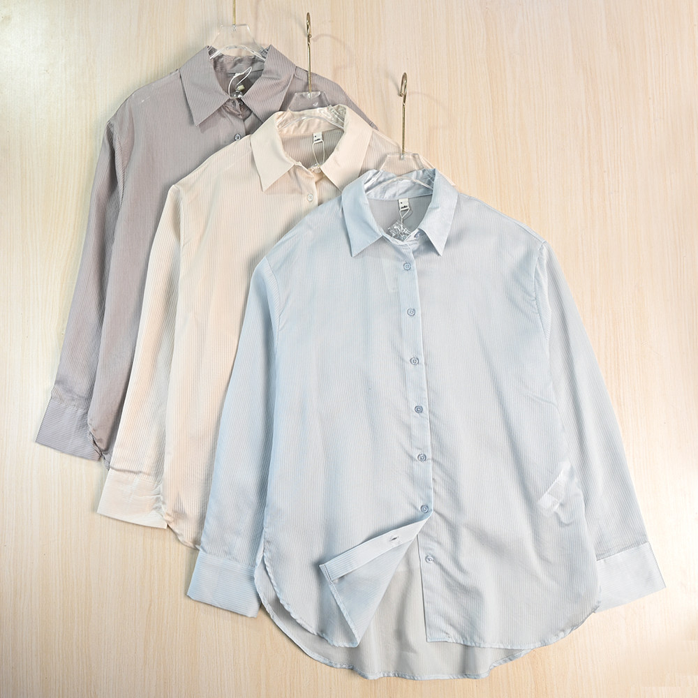 思琪女装 263/26通勤轻薄天丝混纺翻领系扣宽松休闲防晒长袖衬衫