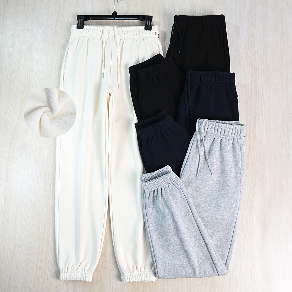 加绒厚实保暖高腰直筒休闲卫裤