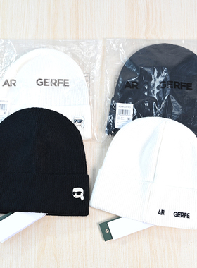 2512/15美系K尔金属卡通头像刺绣字母绵羊毛混纺粗针保暖针织帽