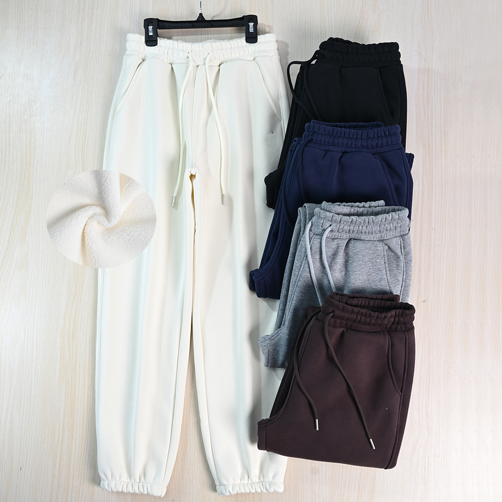 加绒保暖松紧高腰系带休闲卫裤
