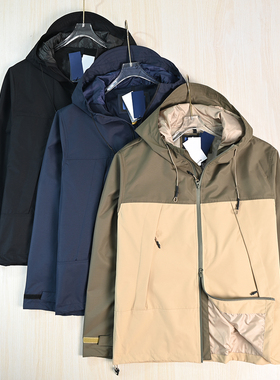 男装好货263/16 美国单刺绣防泼水连帽休闲薄夹克外套