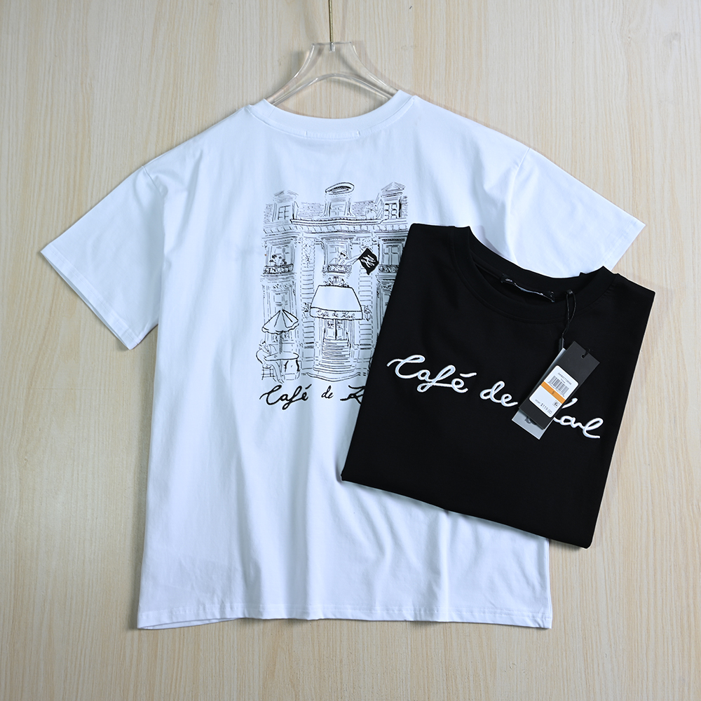 思琪女装  254/7 美系 立体草字母刺绣后背印图案宽松休闲短袖T恤