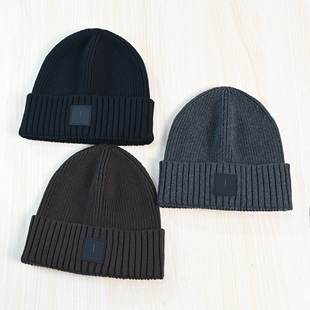 2512 防寒保暖软胶贴布字母绵羊毛棉混纺粗针针织毛线帽 15冬季