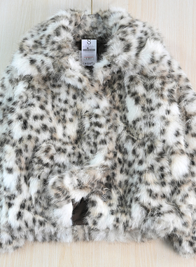 思琪女装 2510/20 冬款厚款保暖豹纹仿皮草翻领休闲外套
