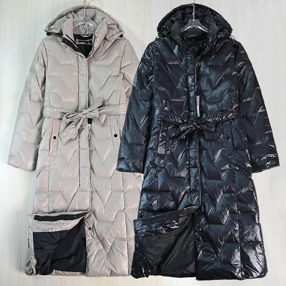 厚实白鸭绒可脱卸帽中长款羽绒服