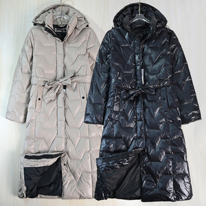 厚实白鸭绒可脱卸帽中长款羽绒服