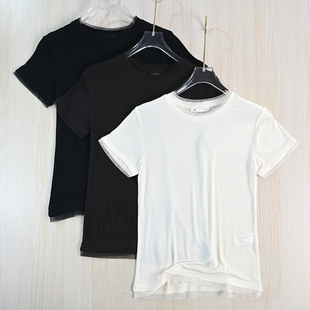 休闲短袖 思琪女装 西班牙单轻盈蕾丝拼接边圆领修身 T恤 263