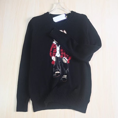 思琪女装 2512/22  美系色织卡通熊粗针棉线圆领休闲长袖针织毛衣