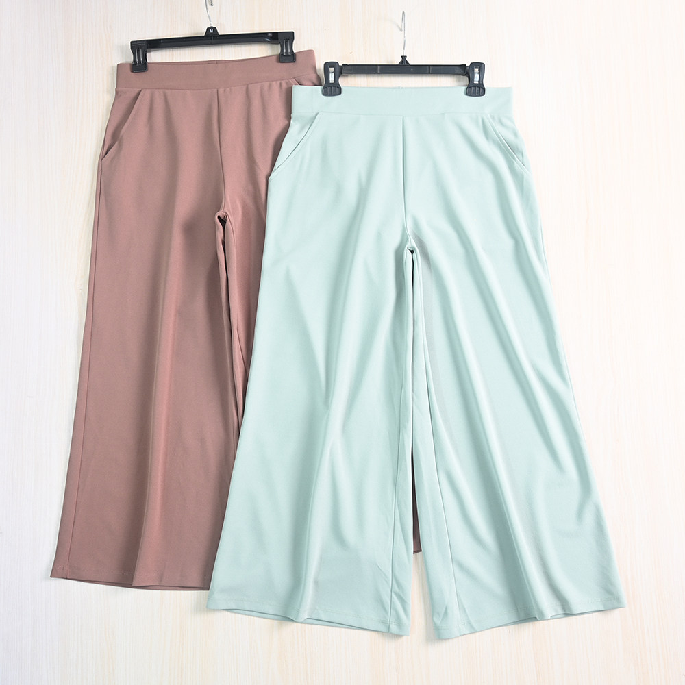 思琪女装 6/6 欧美单 宽松紧高腰宽松阔腿裤休闲九分裤长裤