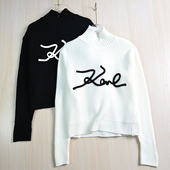 粗针羊毛混纺立体绳绣字母半高领长袖 针织毛衣 257 思琪女装