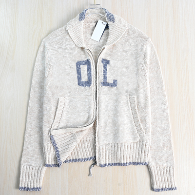 粗针棉线休闲针织拉链开衫毛衣