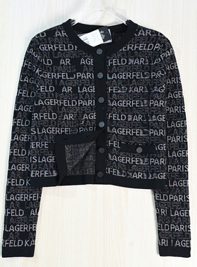 思琪女装2511/24  美系K尔亮丝满字母圆领系扣短款长袖针织开衫