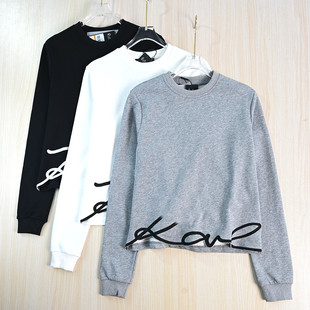 思琪女装2510/23 通勤圈棉刺绣字母切边摆短款休闲长袖卫衣