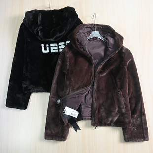 冬款 169欧品质 仿皮草两面穿连帽设计休闲外套 美G系缘 思琪女装