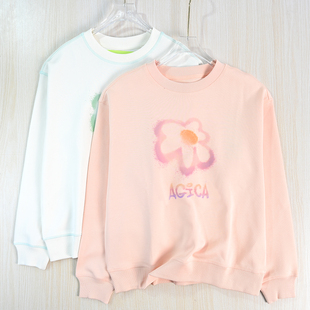 思琪女装 早春印花棉混纺圆领休闲长袖 卫衣 2512