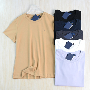 休闲短袖 5美国单刺绣通勤棉质圆领修身 T恤 263 思琪女装