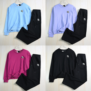 思琪女装 257/7 美系K尔 运动休闲圈棉卫衣松紧高腰直筒卫裤套装