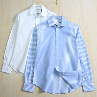 质感通勤棉刺绣小标修身长袖衬衫