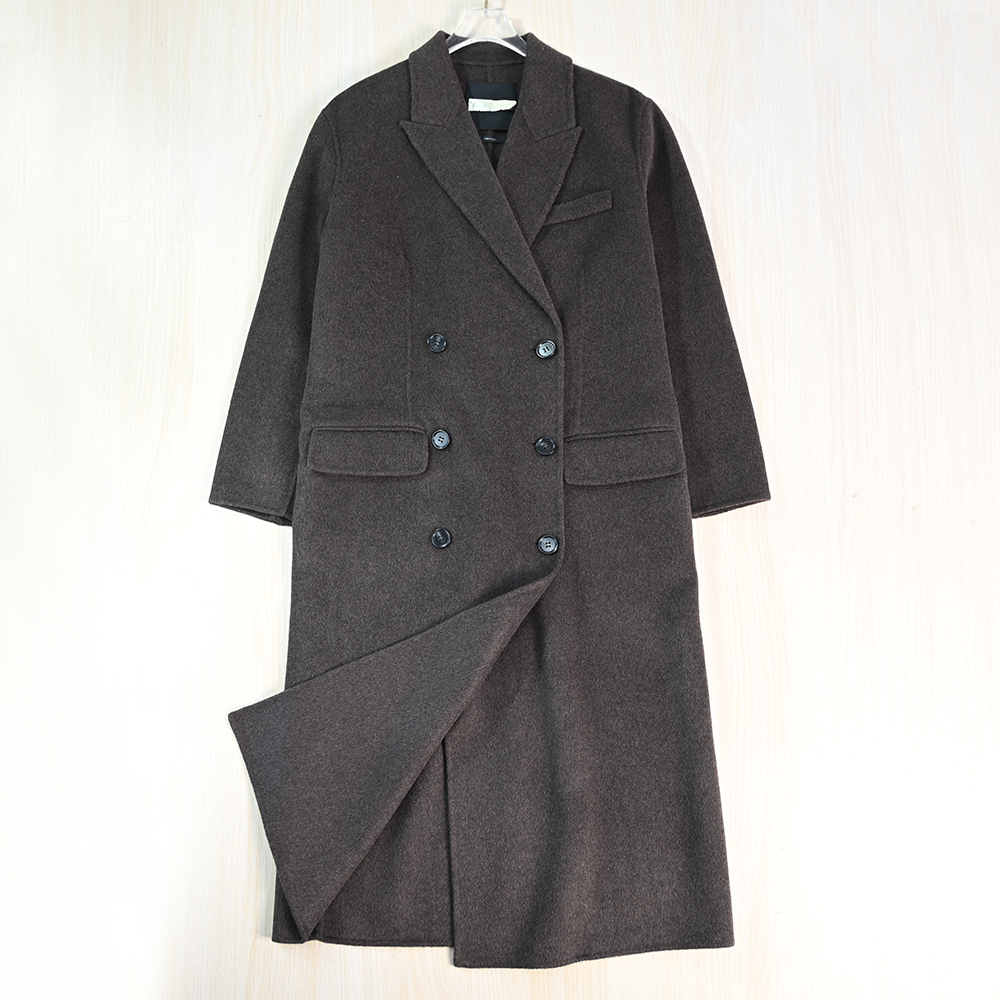 气质双面呢双排扣中长款呢大衣