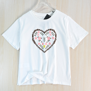 休闲短袖 思琪女装 舒适棉质印花圆领修身 T恤 263