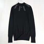 259 29优雅烫钻水滴镂空圆领修身 休闲长袖 思琪女装 针织衫