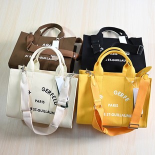 胶印字母大容量拉链袋口单肩斜跨手提包帆布包 美系K尔缘 254