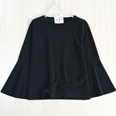 259 气质休闲亮丝圆领弹力喇叭长袖 思琪女装 T恤衫