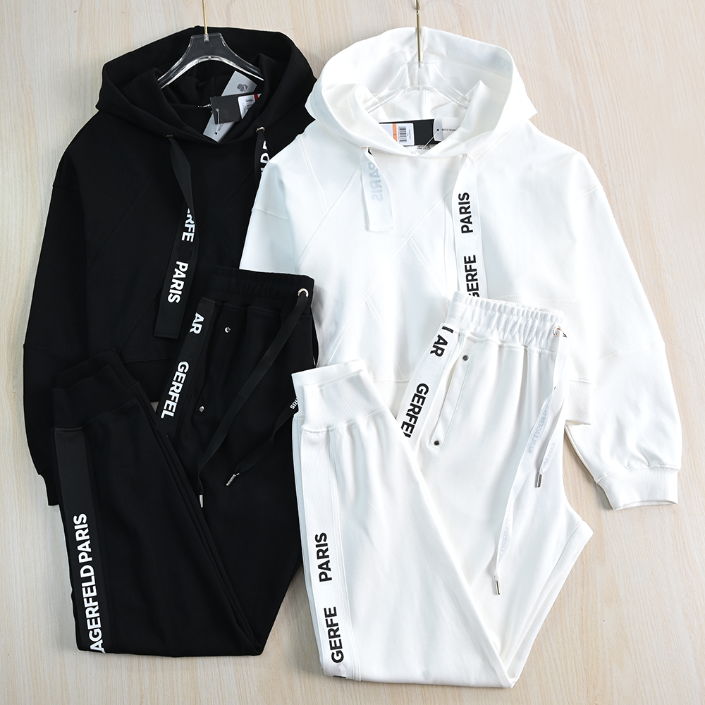 运动休闲涤棉宽松卫衣卫裤套装