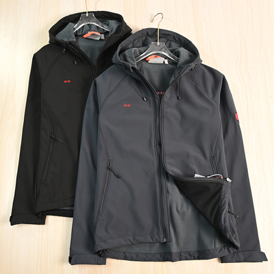 户外运动腹绒软壳连帽夹克外套