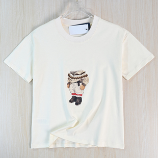 T恤 26美国单棉质胶印卡通熊圆领休闲短袖 思琪女装 261