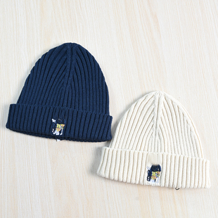 259 刺绣卡通熊粗壮羊毛保暖针织帽 25经典