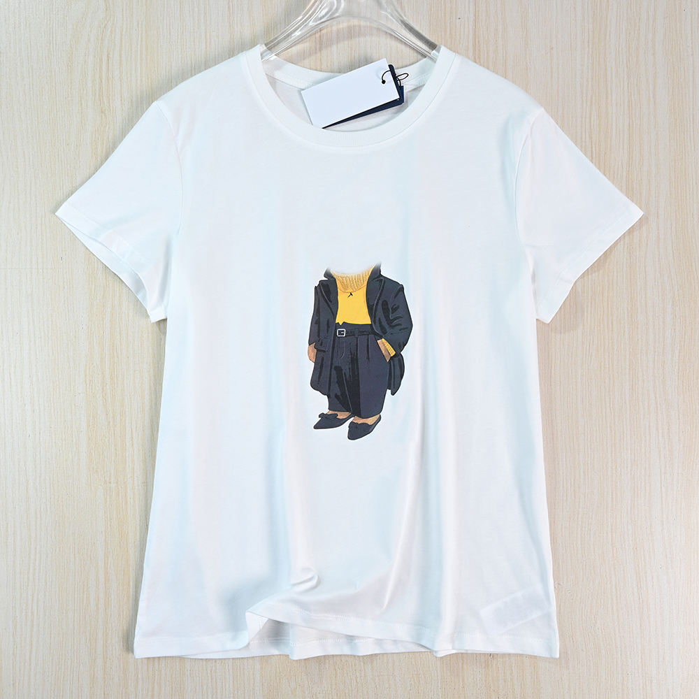 卡通熊棉质圆领修身休闲短袖T恤