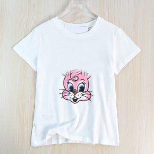 休闲短袖 思琪女装 棉质胶印卡通风圆领修身 T恤 261