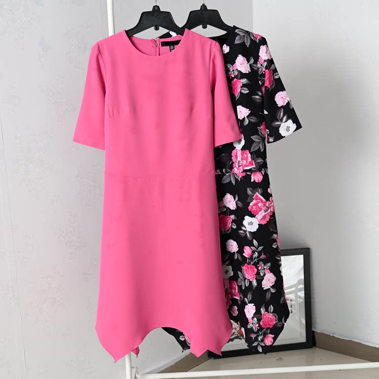 思琪女装 美系!简约气质圆领短袖连衣裙