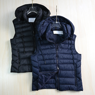 精致刺绣绗缝可脱卸帽修身 思琪女装 新款 夹棉马夹可收纳 257