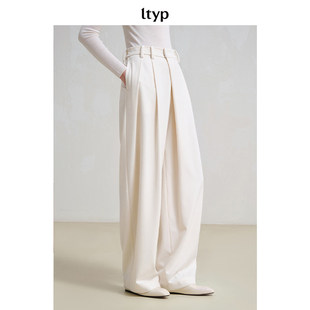 ltyp旅途原品【5折微瑕】羊毛天丝不对称直筒裤 时尚休闲百搭