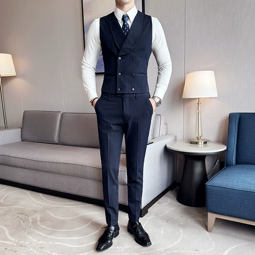 Мужские деловые блюда с полосатым жилетом костюм, рабочее формальное платье формальное жених Bestbye Marriages, Brothers Group Group и Corse Clip