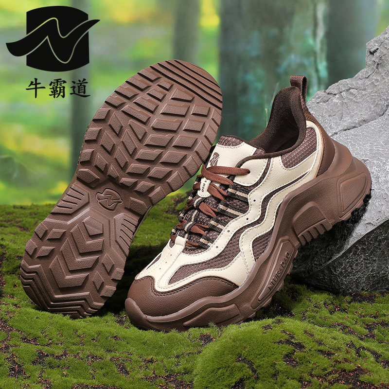 牛霸道四季新款皮面网布透气懒人鞋广场跳舞鞋户外健身鞋子250099
