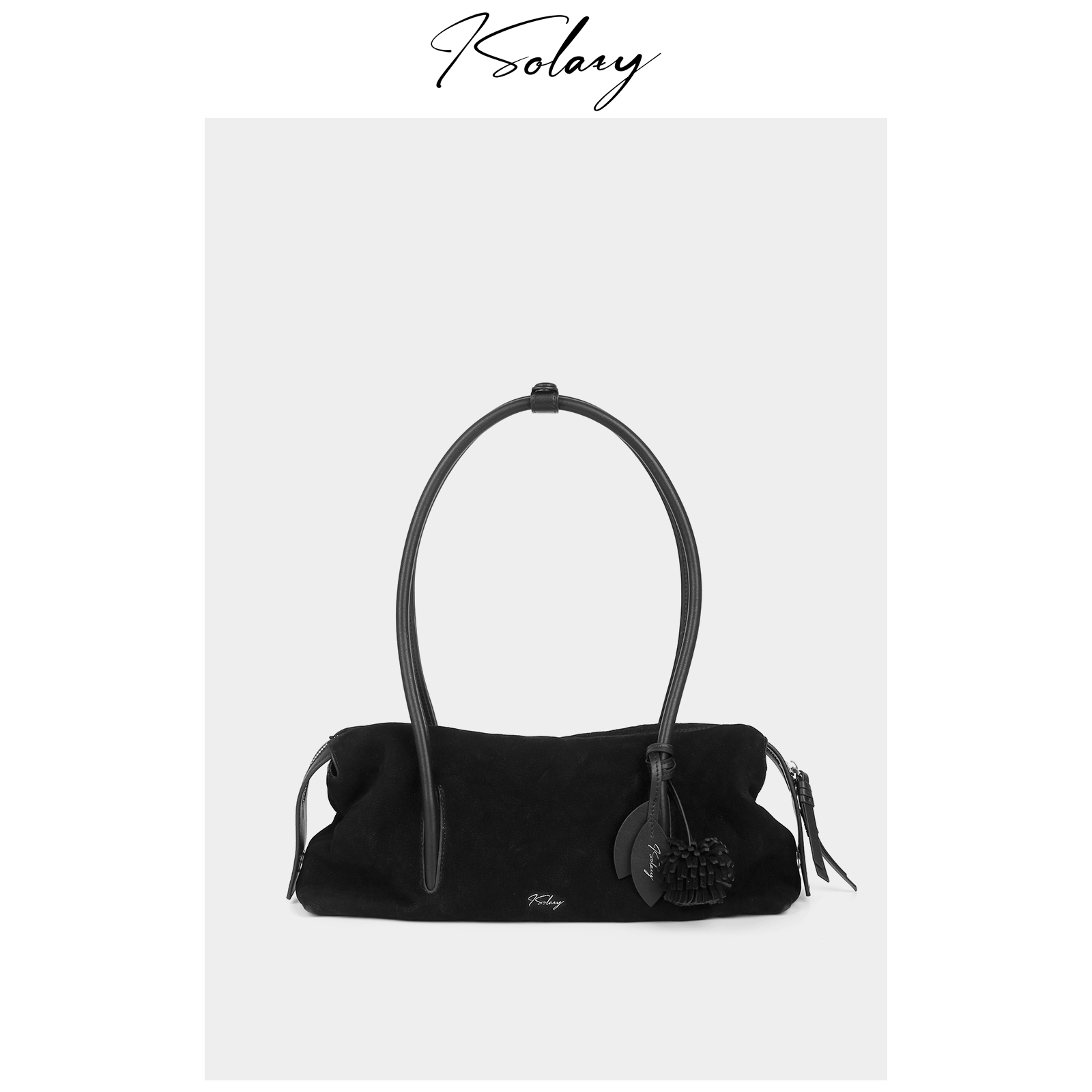 isolazy/“一叶法棍”原创设计原厂进口皮褶皱荔枝纹牛皮腋下包