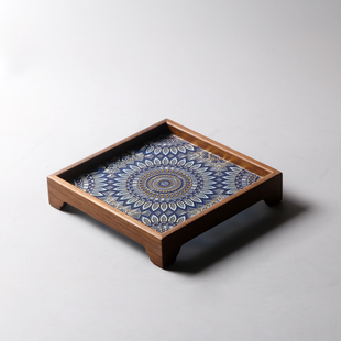 简约胡桃木茶盘家用正方小号茶台茶海茶托盘高颜值干泡台果盘茶奉