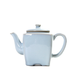 家用淳朴陶瓷功夫茶具汝瓷窑天青经典四方泡茶壶简约手把带过滤孔