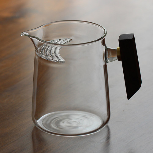 耐热玻璃泡茶杯公杯 茶漏一体绿茶杯带过滤分茶器月牙公道杯茶具