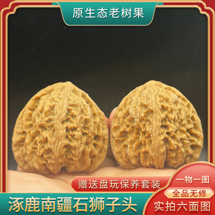 精品文玩核桃涿鹿南疆石狮子头凹底全品无修原皮一图一物把件收藏