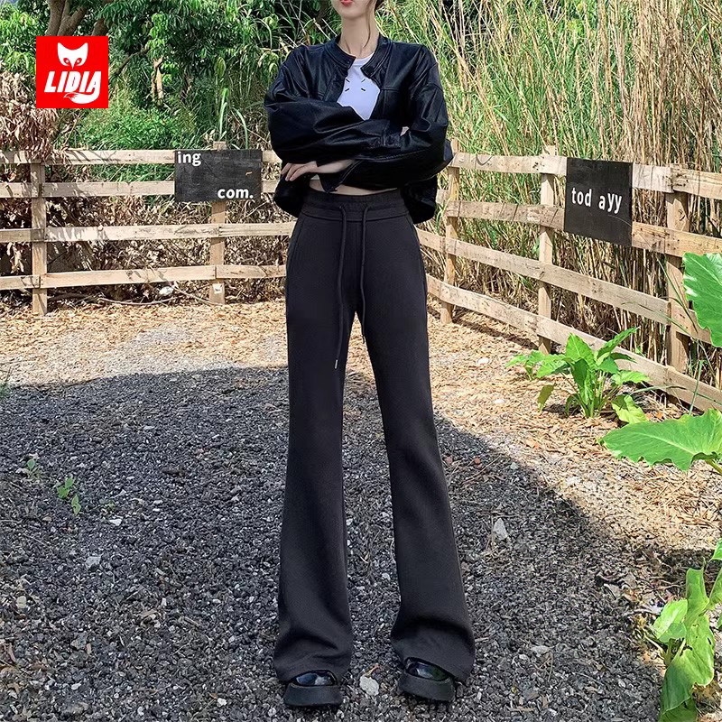 灰色微喇卫裤美式街头休闲喇叭裤