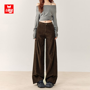 复古宽松慵懒风高腰显瘦直筒休闲裤 美拉德灯芯绒阔腿裤 女秋冬新款