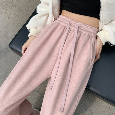 长裤运动休闲卫裤粉色糯米裤高腰