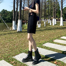 女五分裤 新款 黑色高腰牛仔短裤 2025年夏季 宽松直筒裤 子潮ins中裤