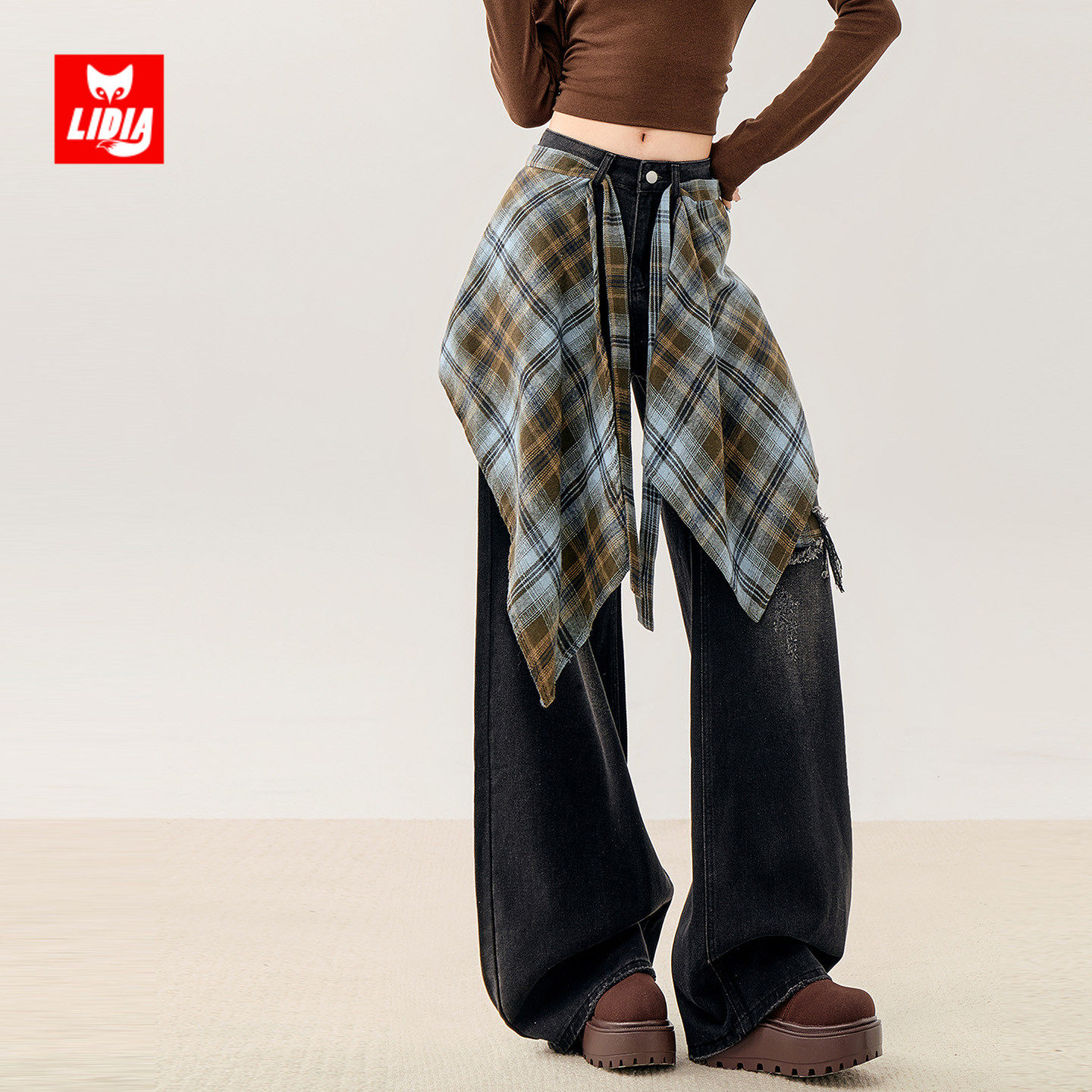 美式复古屁帘阔腿牛仔裤女秋冬2025新款高腰显瘦设计感破洞直筒裤,女装/女士精品,牛仔裤,淘宝优惠券,粉丝福利购,淘宝优惠卷